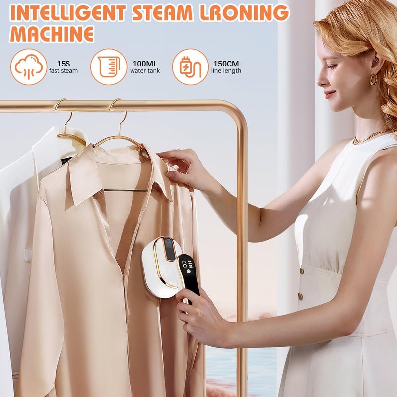 BSummit Upgrade Saker plus Steam Iron, 3 Steam Levels Clothes Steamer, 2-In-1 Steamer and Iron Professional Heavy-Duty Steam Travel Irons for Clothes, Suitable for Wool, Silk, Knitwear, Linen (White) - Image 2
